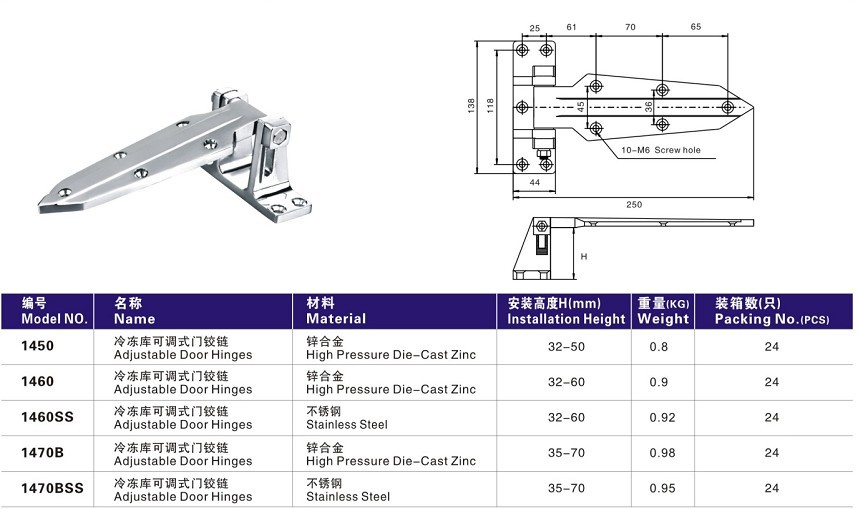 冷庫(kù)門鎖合頁(yè)制冷鉸鏈冷藏冷凍庫(kù)可調(diào)式門鎖鉸鏈YL-1460/SS不銹鋼